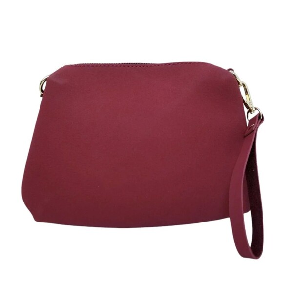 Burgundy Faux Fur Crossbody Tote and pouch set - Picture 9 of 9